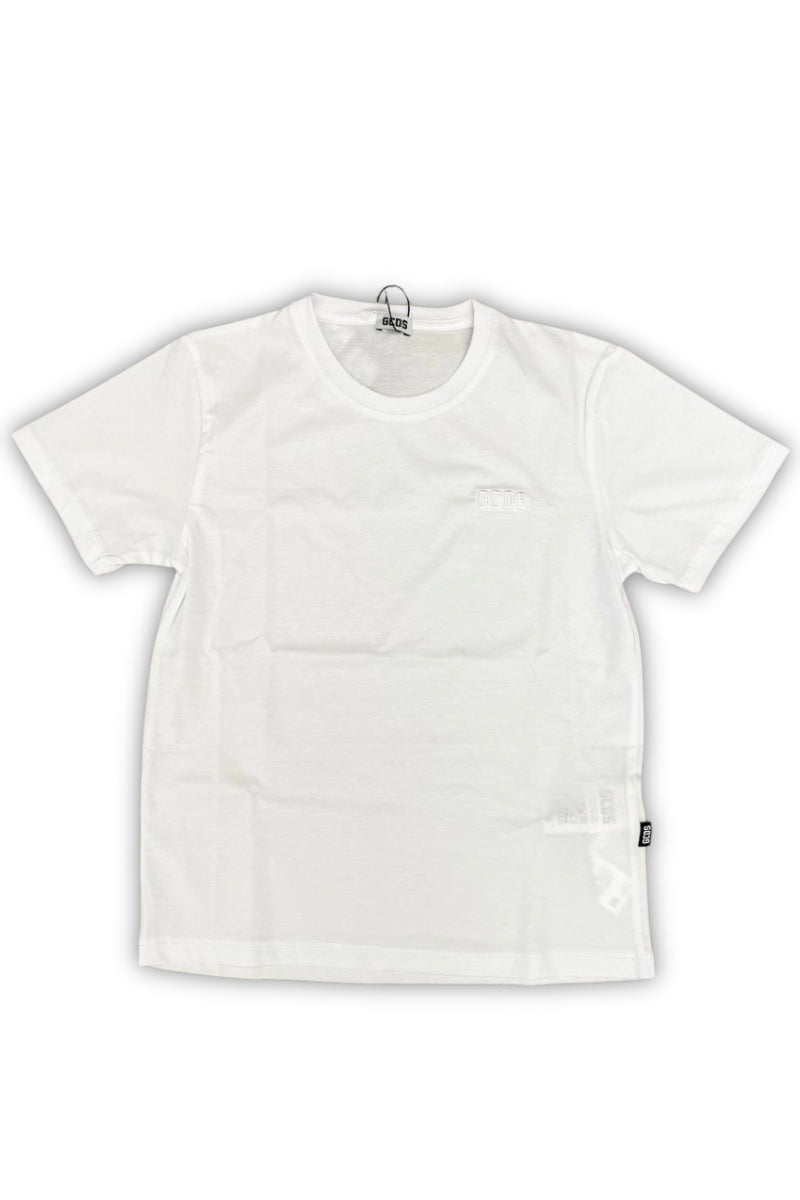 T-shirt da ragazzo con logo lettering ton sur ton cucito sul davanti C1BJQC608J105