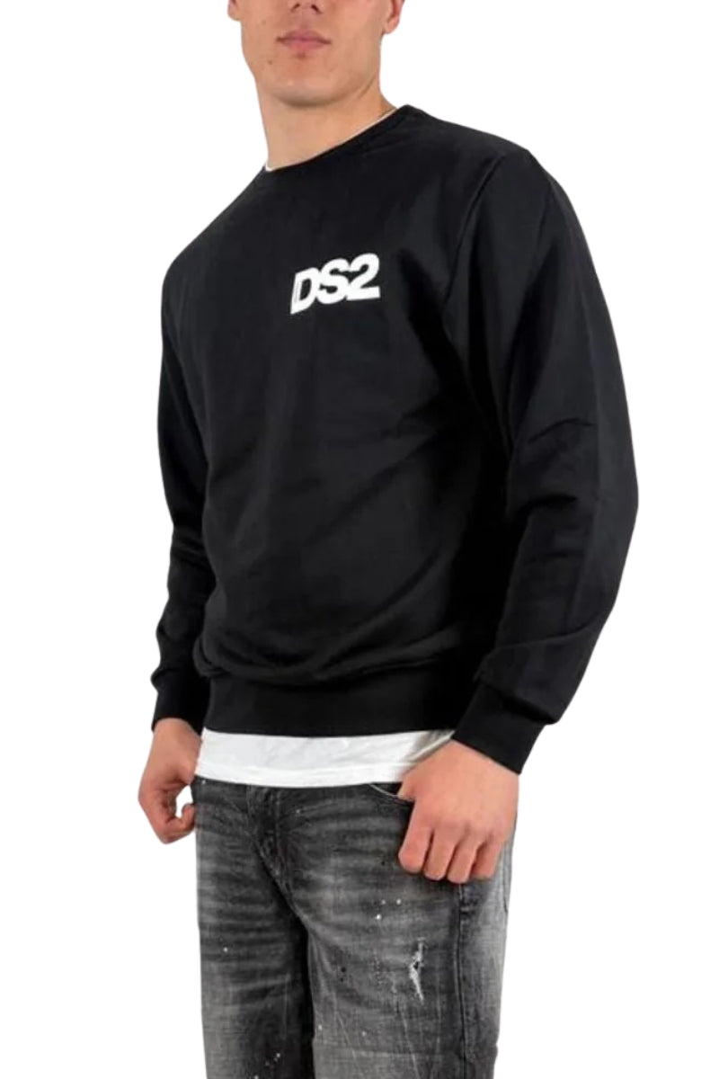 Felpa da uomo in cotone con logo lettering stampato a contrasto colore a sinistra SS26269