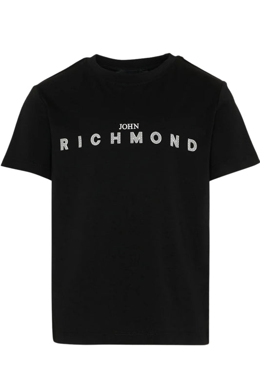 T-shirt girocollo da bambino e ragazzo in cotone con logo lettering a contrasto sul davanti RBP26008TS