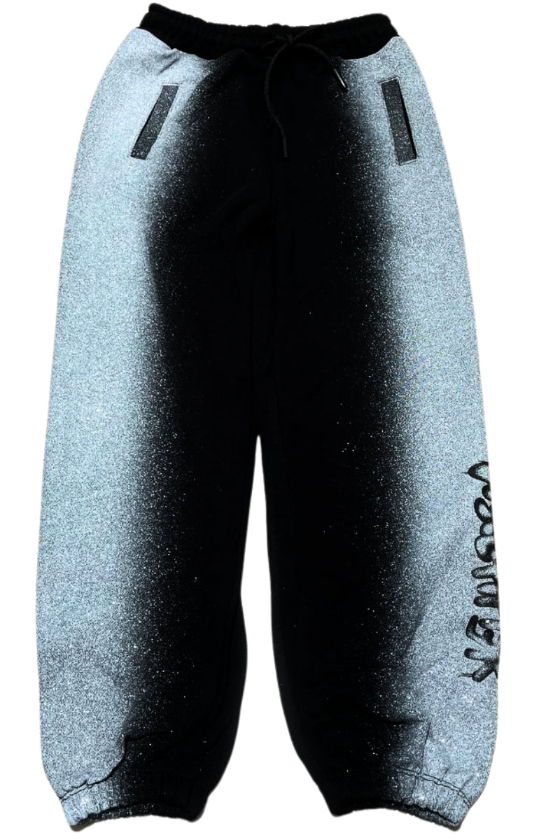 Pantaloni tuta da ragazza con sfumature laterali con glitter a contrasto 26EDK58918