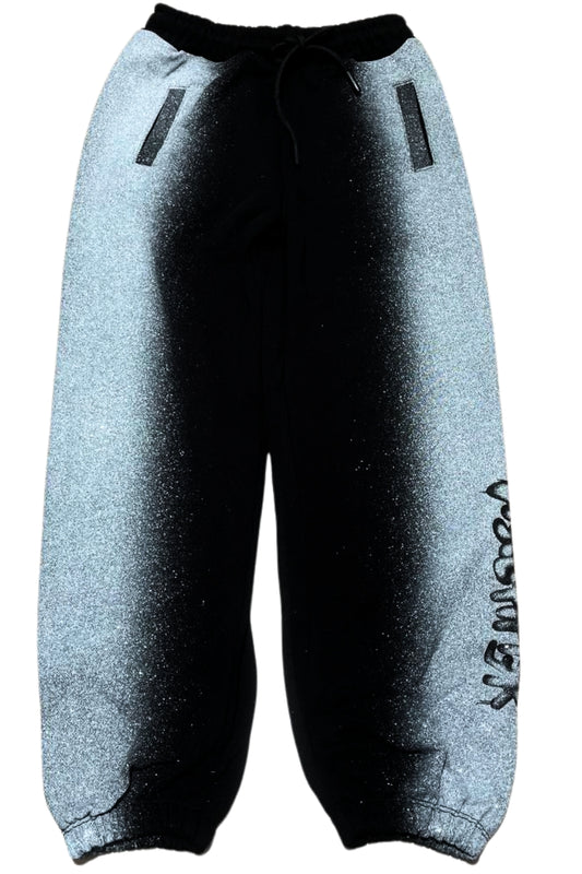 Pantaloni tuta da ragazza con sfumature laterali con glitter a contrasto 26EDK58918