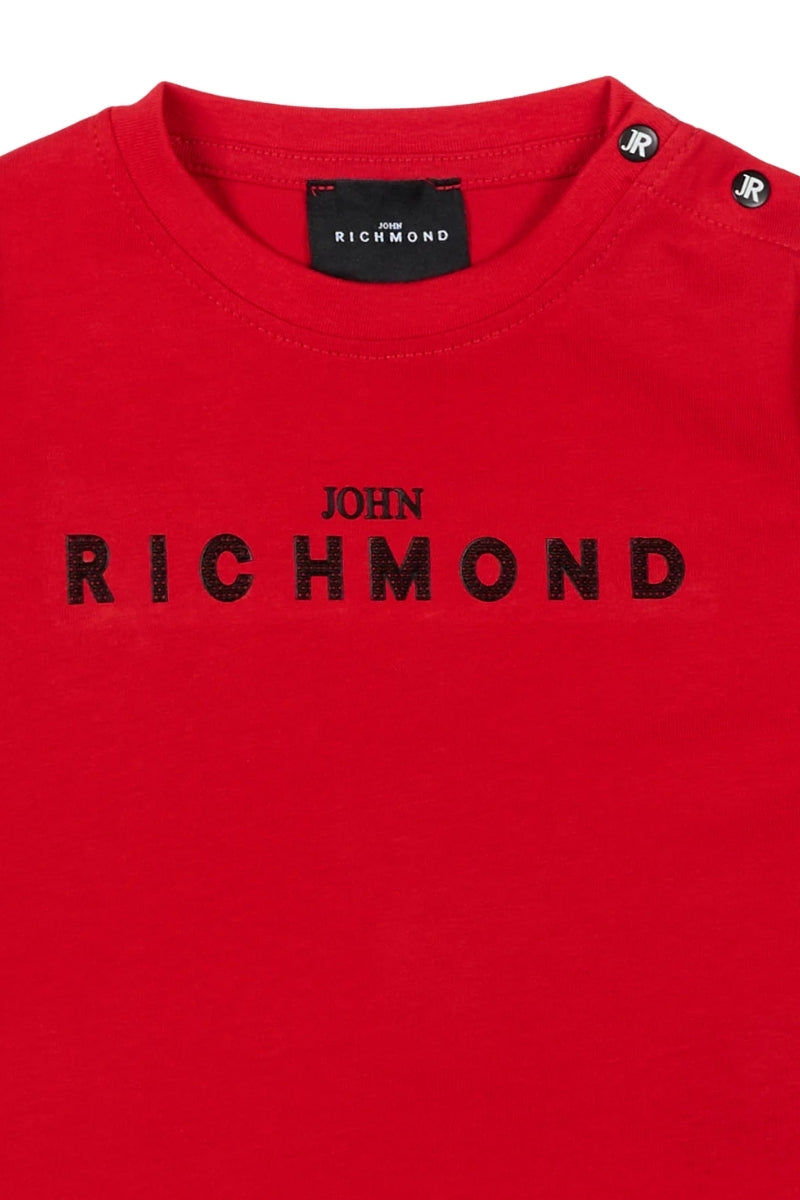 T-shirt da neonato in cotone con logo lettering stampato a contrasto colore sul davanti RIP26002TS
