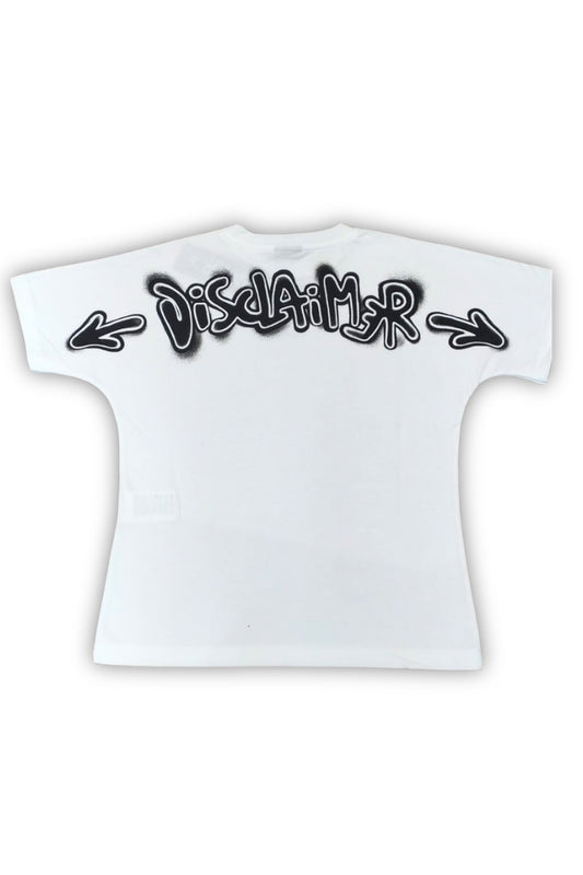 T-shirt girocollo da ragazzo in cotone con stampa maxi logo lettering a contrasto sul retro 26EDK58804