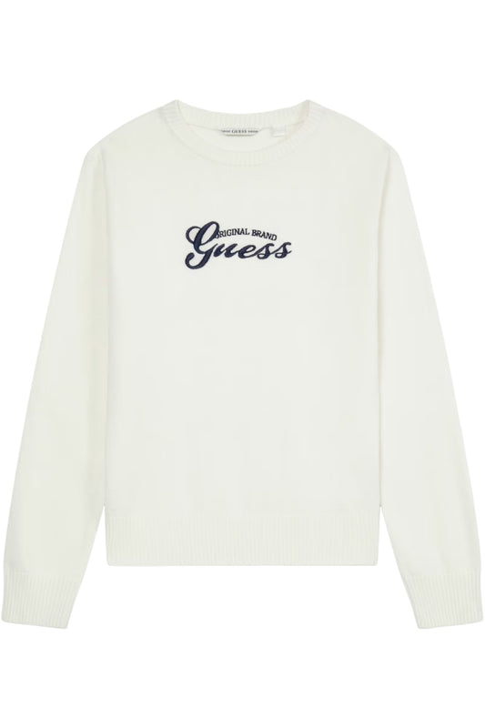 Maglione da ragazzo in misto modal con logo handwriting ricamato sul davanti L6RR11Z2BB0