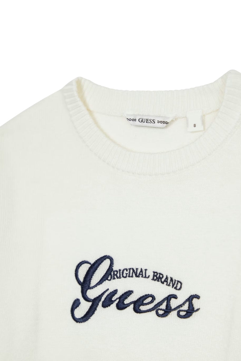 Maglione da ragazzo in misto modal con logo handwriting ricamato sul davanti L6RR11Z2BB0