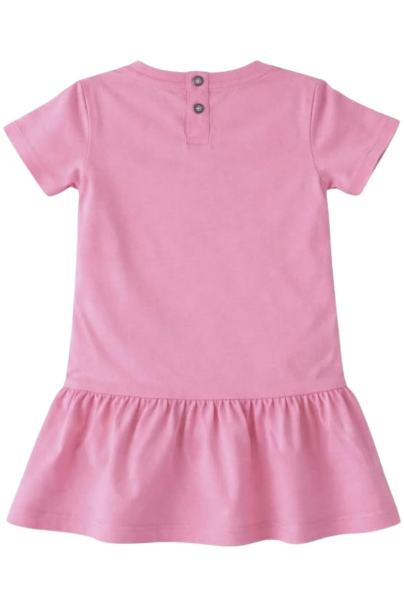 Abito da neonata in cotone con balza arricciata sul fondo e logo lettering frontale RIP26034VE
