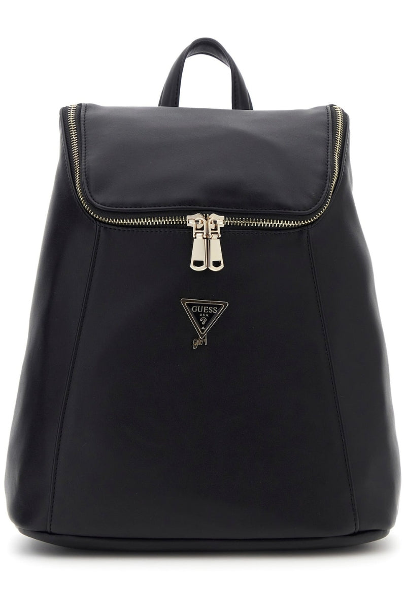 Zaino da ragazza in ecopelle con zip frontale e triangolo loggato in metallo sul davanti J6RZ24WM350