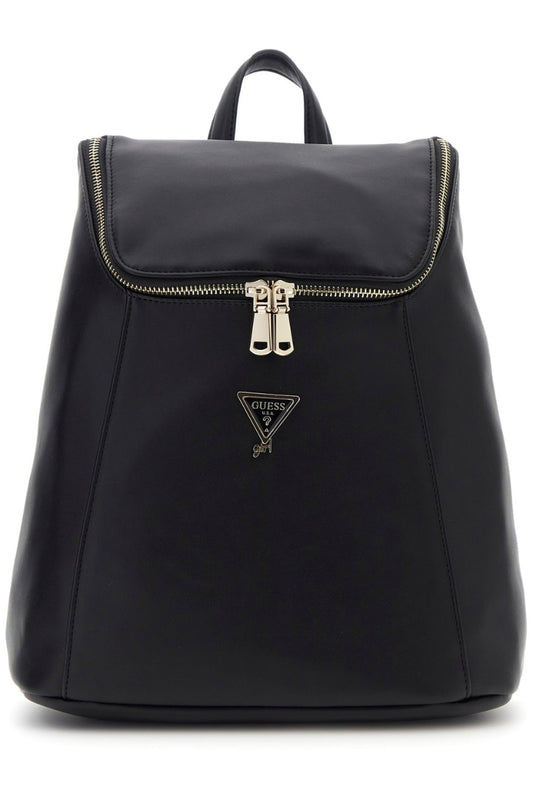 Zaino da ragazza in ecopelle con zip frontale e triangolo loggato in metallo sul davanti J6RZ24WM350