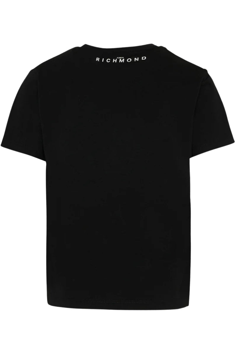 T-shirt girocollo da bambino e ragazzo in cotone con logo lettering a contrasto sul davanti RBP26008TS