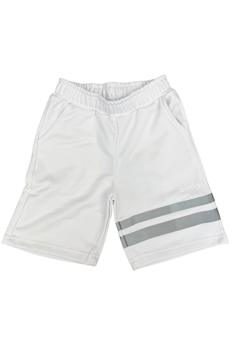 Bermuda da ragazzo in cotone garzato con dettagli a contrasto colore a sinistra C1UJQL705F004