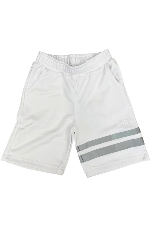 Bermuda da ragazzo in cotone garzato con dettagli a contrasto colore a sinistra C1UJQL705F004