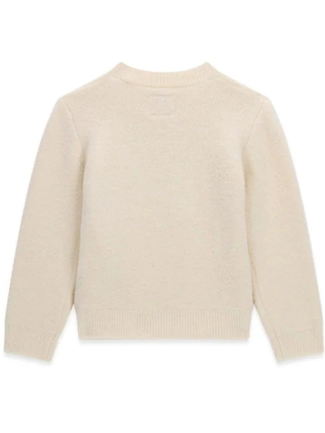 Maglione da bambina con lavorazione a maglia con motivo testurizzato e logo lettering con paillettes K6BR01Z1279