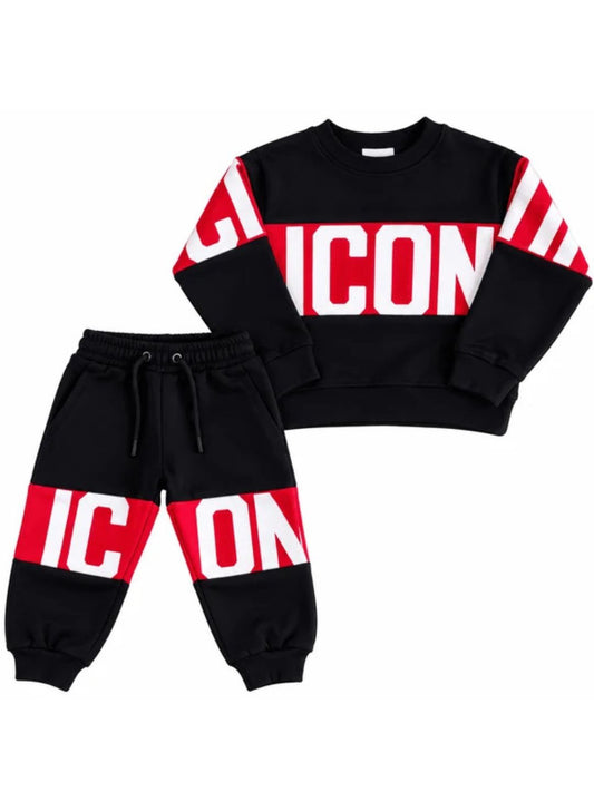 Tuta da bambino con maxi banda loggata a contrasto colore fronte e retro INBFS001462