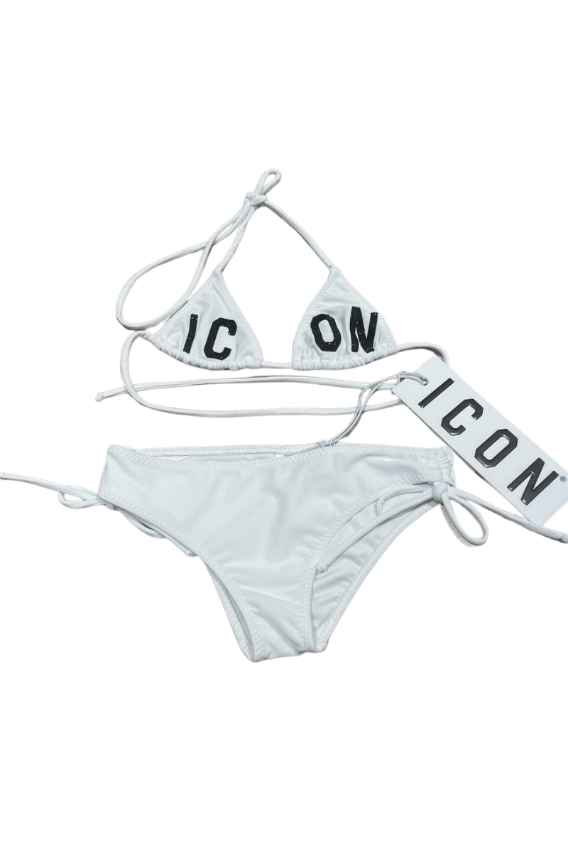 Costume da bagno da ragazza bikini con logo lettering a contrasto colore IGCS001200