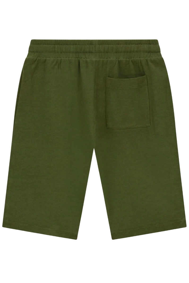 Bermuda da ragazzo in cotone garzato con maxi logo lettering verticale ricamato a sinistra L6GD01KA6R4
