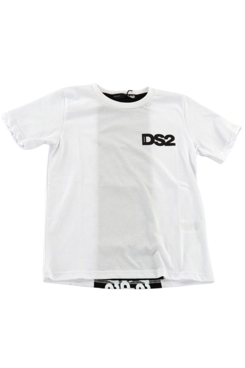 T-shirt da ragazzo in cotone con maxi banda loggata a contrasto sul retro SS26K90