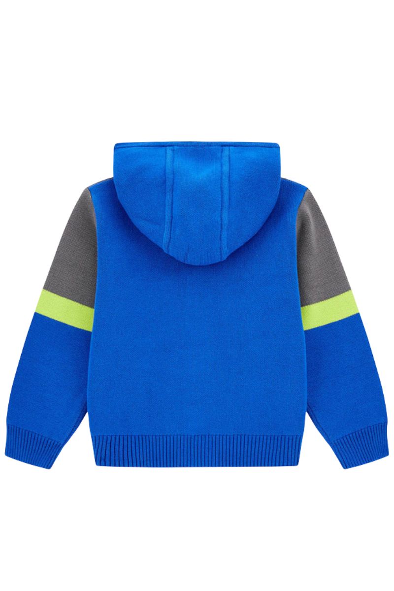 Cardigan da bambino in lana con maxi logo lettering e dettagli a contrasto colore N5YR02-Z0150-G76G-N