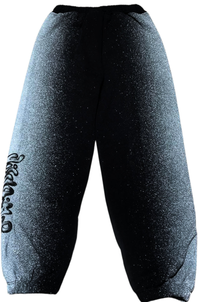 Pantaloni tuta da ragazza con sfumature laterali con glitter a contrasto 26EDK58918