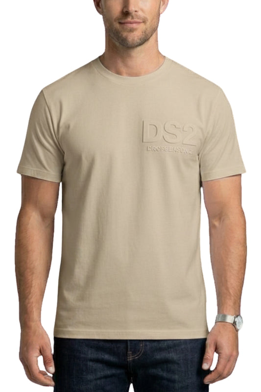 T-shirt girocollo da uomo con logo lettering in rilievo a sinistra SS26205