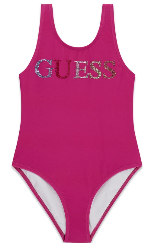 Costume da bagno da bambina e ragazza con logo lettering con strass J6GZ29KCA60