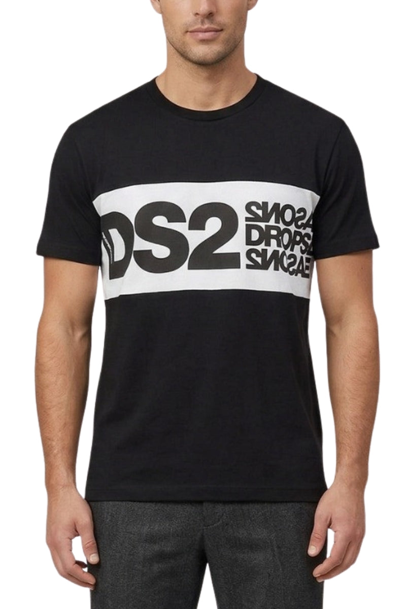 T-shirt da uomo con maxi banda loggata a contrasto colore SS26214