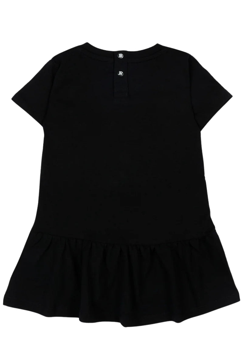 Abito da neonata in cotone con balza arricciata sul fondo e logo lettering frontale RIP26034VE