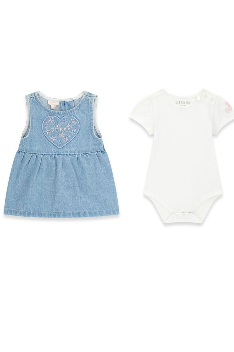 Abitino da neonata in denim con body A6RG11K6YW0