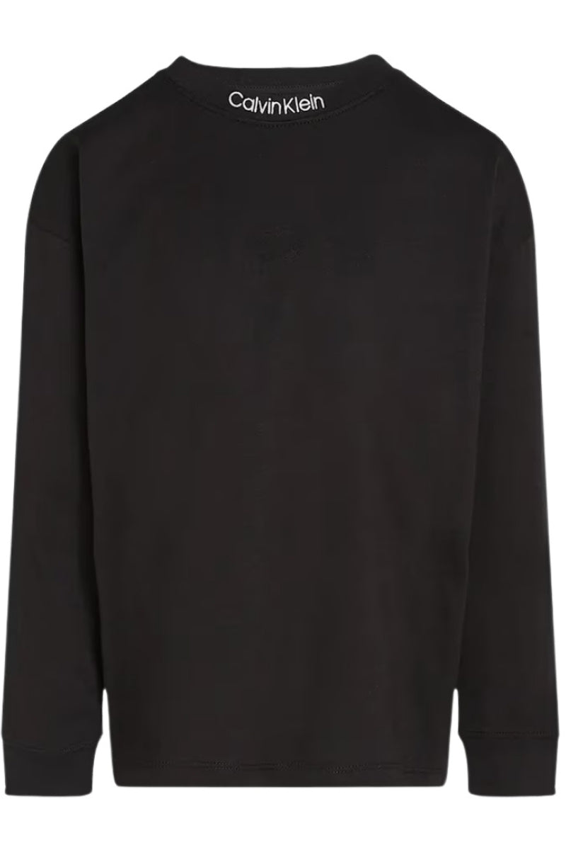 Maglia girocollo da ragazzo con logo lettering a contrasto colore sul collo IB0IB02354BEH