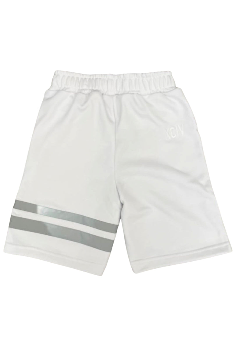 Bermuda da ragazzo in cotone garzato con dettagli a contrasto colore a sinistra C1UJQL705F004