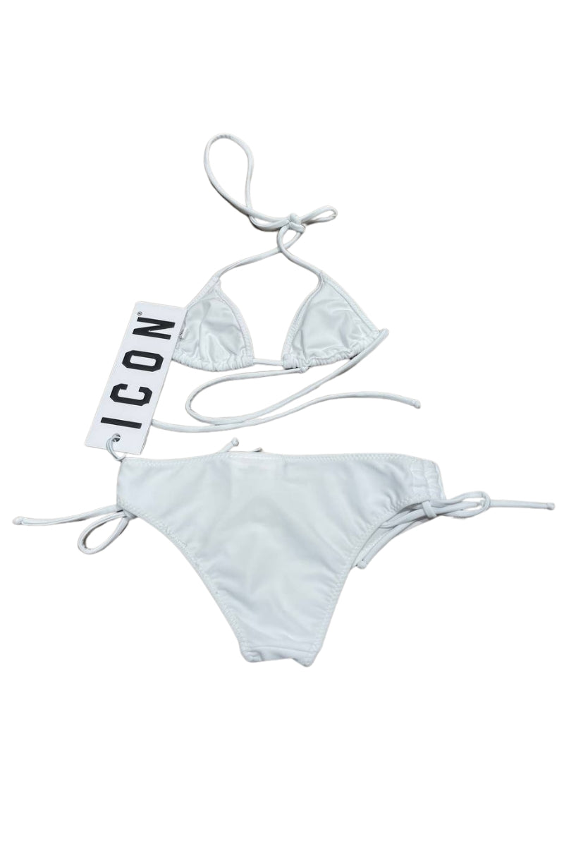 Costume da bagno da ragazza bikini con logo lettering a contrasto colore IGCS001200