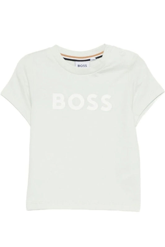 T-shirt da neonato e bambino con logo lettering frontale stampato ton sur ton J52712/73K