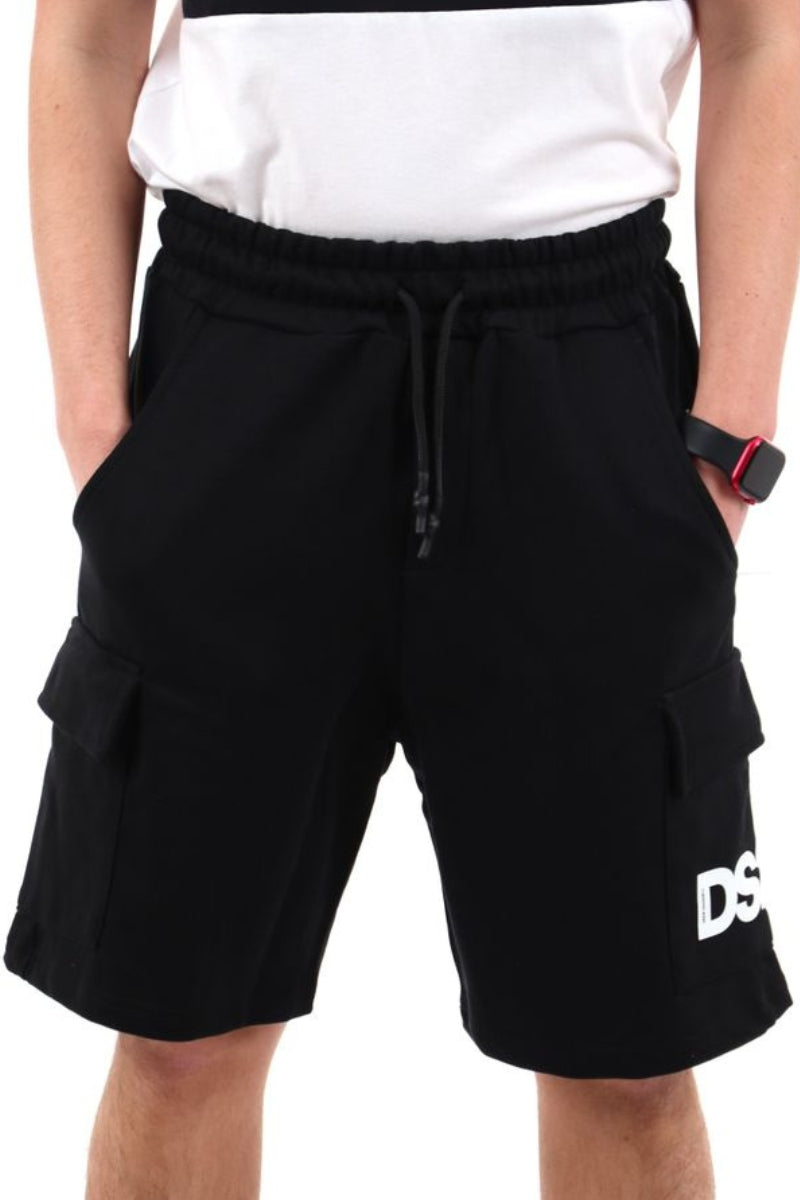 Bermuda da uomo con tasconi e stampa logo lettering a contrasto colore sulla gamba sinistra  SS26268