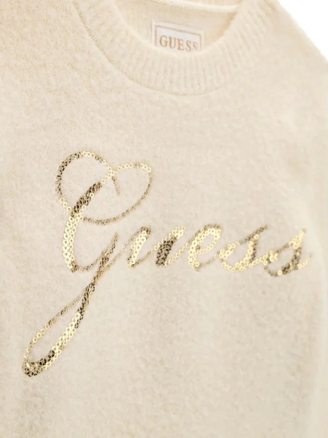 Maglione da bambina con lavorazione a maglia con motivo testurizzato e logo lettering con paillettes K6BR01Z1279