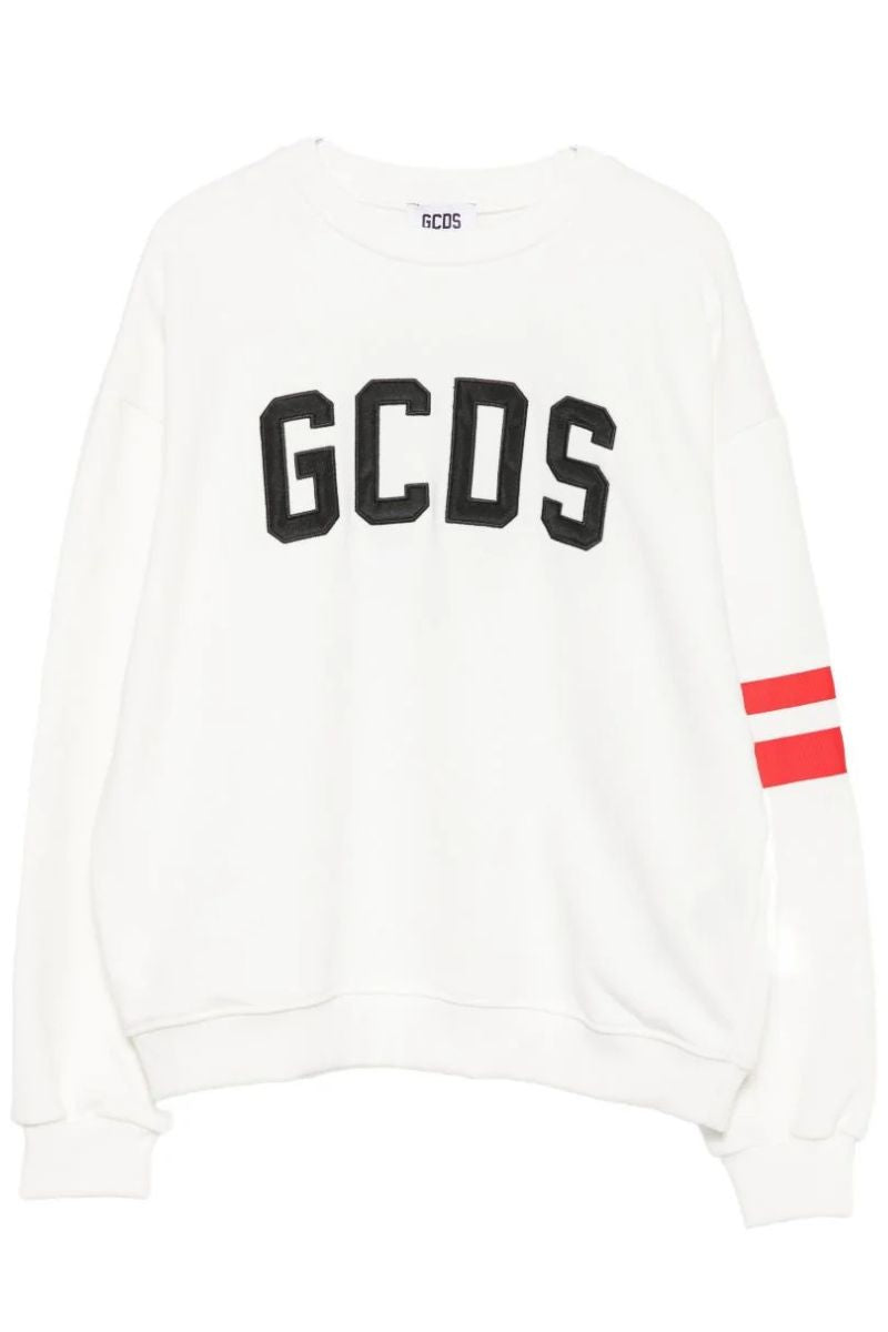 Felpa girocollo da ragazzo in cotone con maxi logo e banda a contrasto colore Z0UJQE591F004