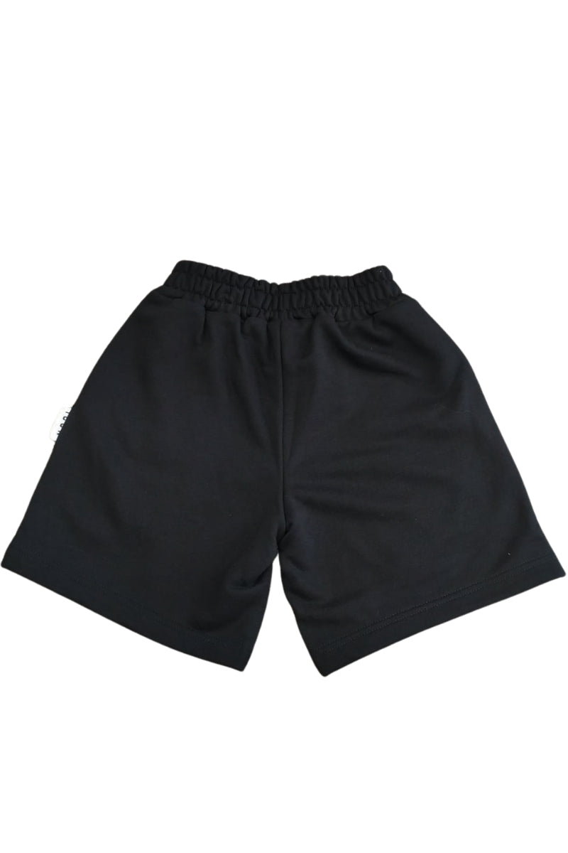 Bermuda da ragazza in cotone con stampa logo e schizzo a contrasto colore a sinistra IGSH001142