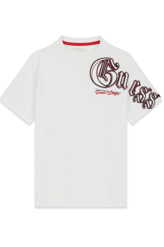 T-shirt da ragazzo in cotone over-size con stampa e ricamo sulla spalla L6RI12K8HM4