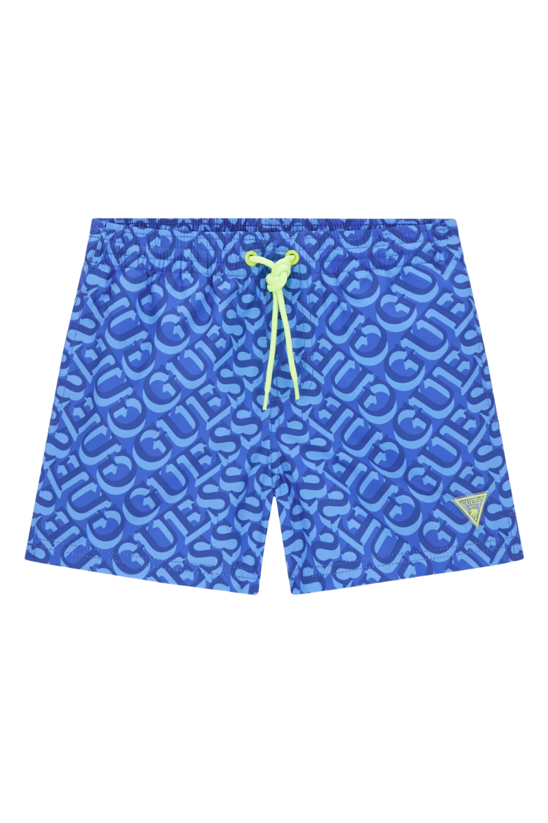 Costume da bagno da ragazzo boxer con stampa multi logo lettering all over L6GZ04WG2A2