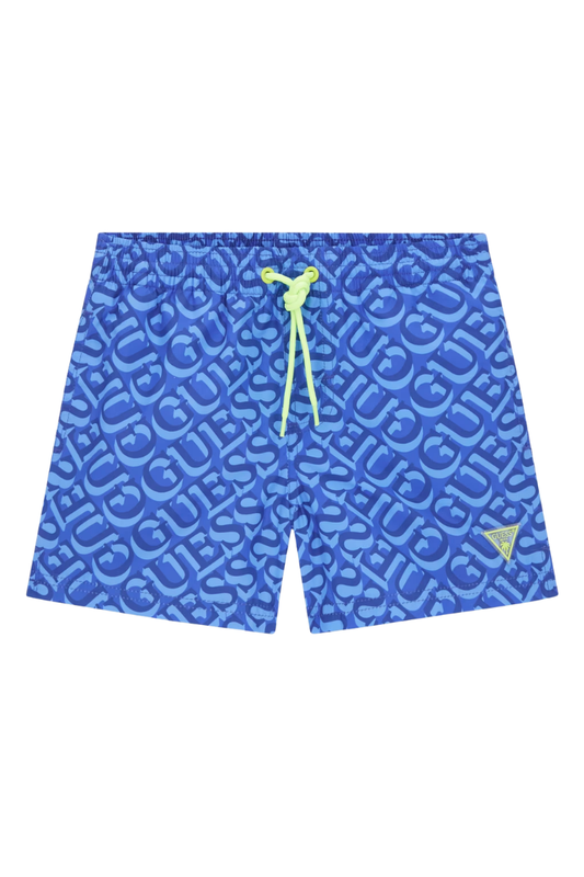 Costume da bagno da ragazzo boxer con stampa multi logo lettering all over L6GZ04WG2A2