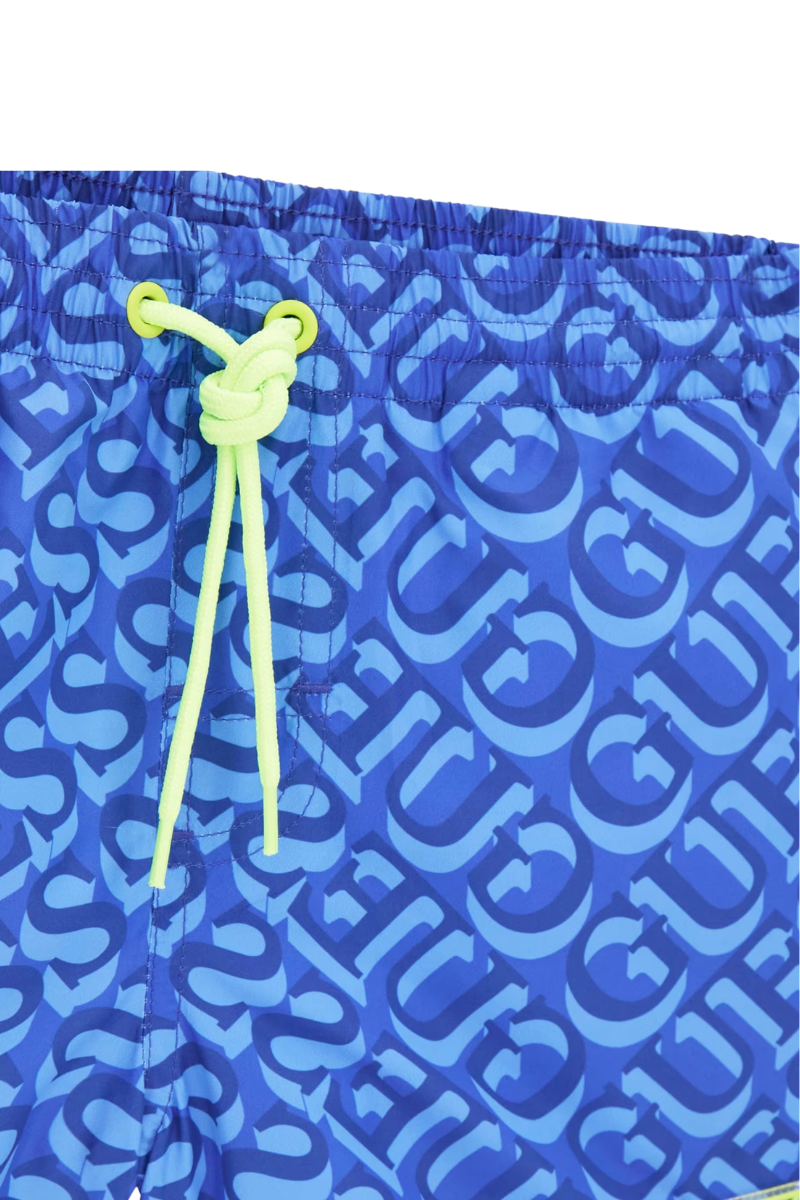 Costume da bagno da ragazzo boxer con stampa multi logo lettering all over L6GZ04WG2A2