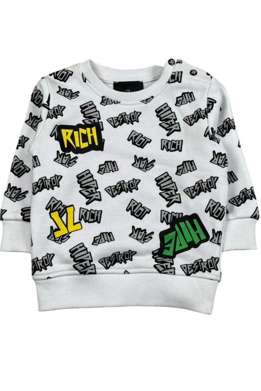 Felpa girocollo da neonato con stampa stilizzata logo all over RIP26113FE