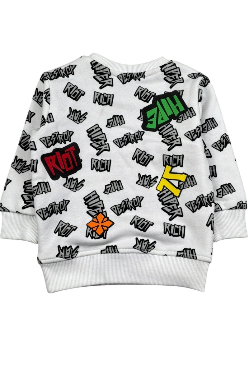 Felpa girocollo da neonato con stampa stilizzata logo all over RIP26113FE