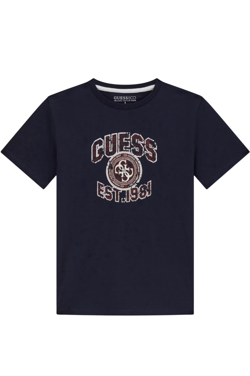 T-shirt da ragazzo con maxi stampa loggata con effetto vintage L6RI13K8HM4