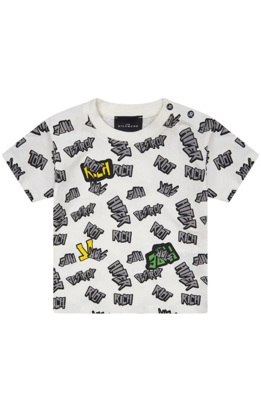 T-shirt da neonato in cotone con stampa stilizzata logo all over  RIP26114TS
