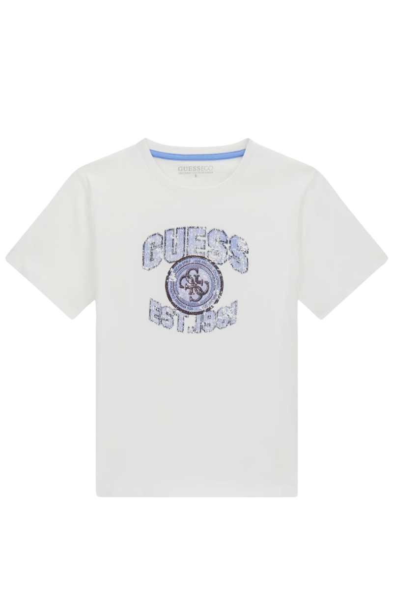 T-shirt da ragazzo con maxi stampa loggata con effetto vintage L6RI13K8HM4