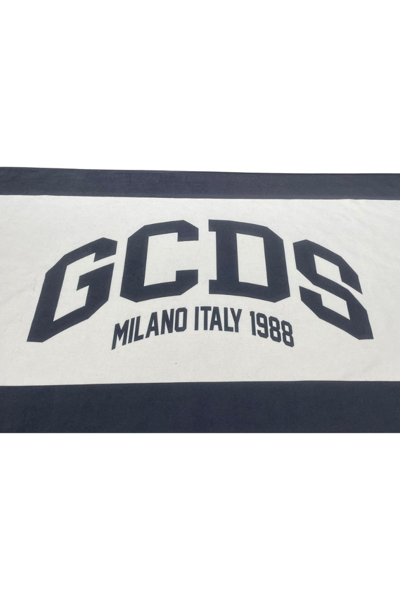 Telo mare da ragazzo e ragazza con maxi logo lettering a contrasto C1BJQS565T337
