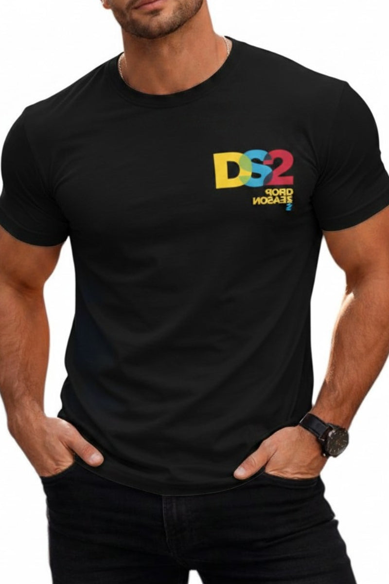 T-shirt da uomo in cotone con logo lettering a contrasto multicolor SS26293
