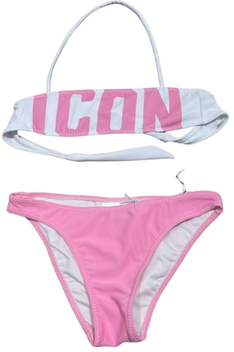 Costume da bagno da ragazza fascia con logo lettering a contrasto colore IGCS001202