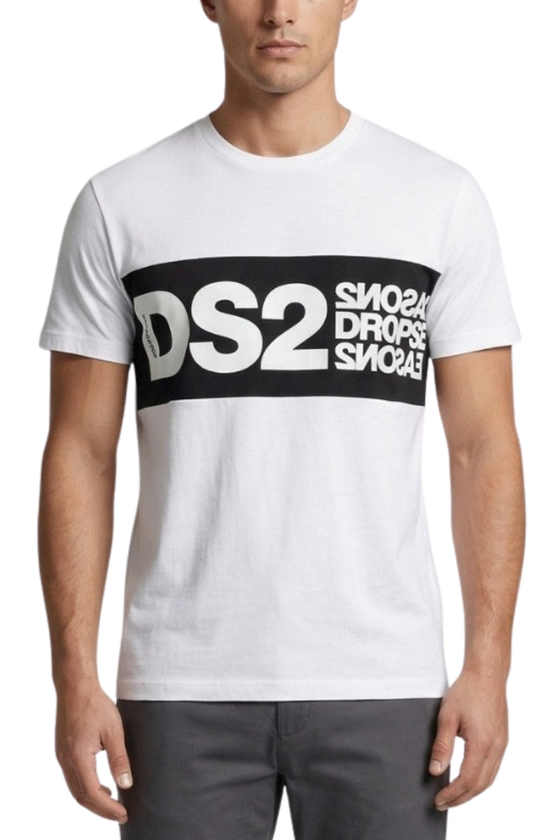 T-shirt da uomo con maxi banda loggata a contrasto colore SS26214