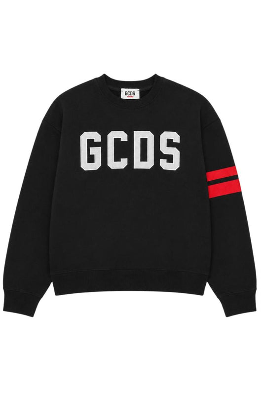 Felpa girocollo da ragazzo in cotone con maxi logo e banda a contrasto colore Z0UJQE591F004