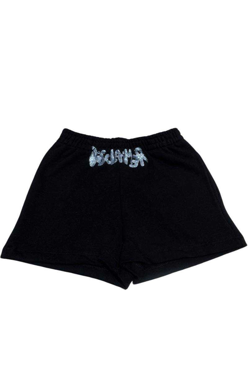 Shorts da ragazza in cotone con logo lettering con glitter sul davanti 26EDK58953